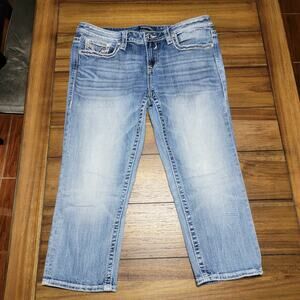 Vigoss New York Heritage Fit Denim Capris w/ Pocket Bling - Size S13/14 L21
